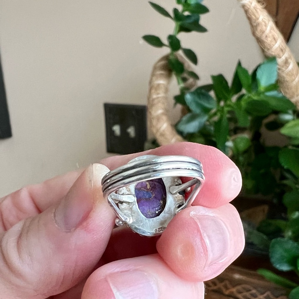 Purple Mojave Turquoise and Silver Ring, 6.25 - Picture 8 of 10